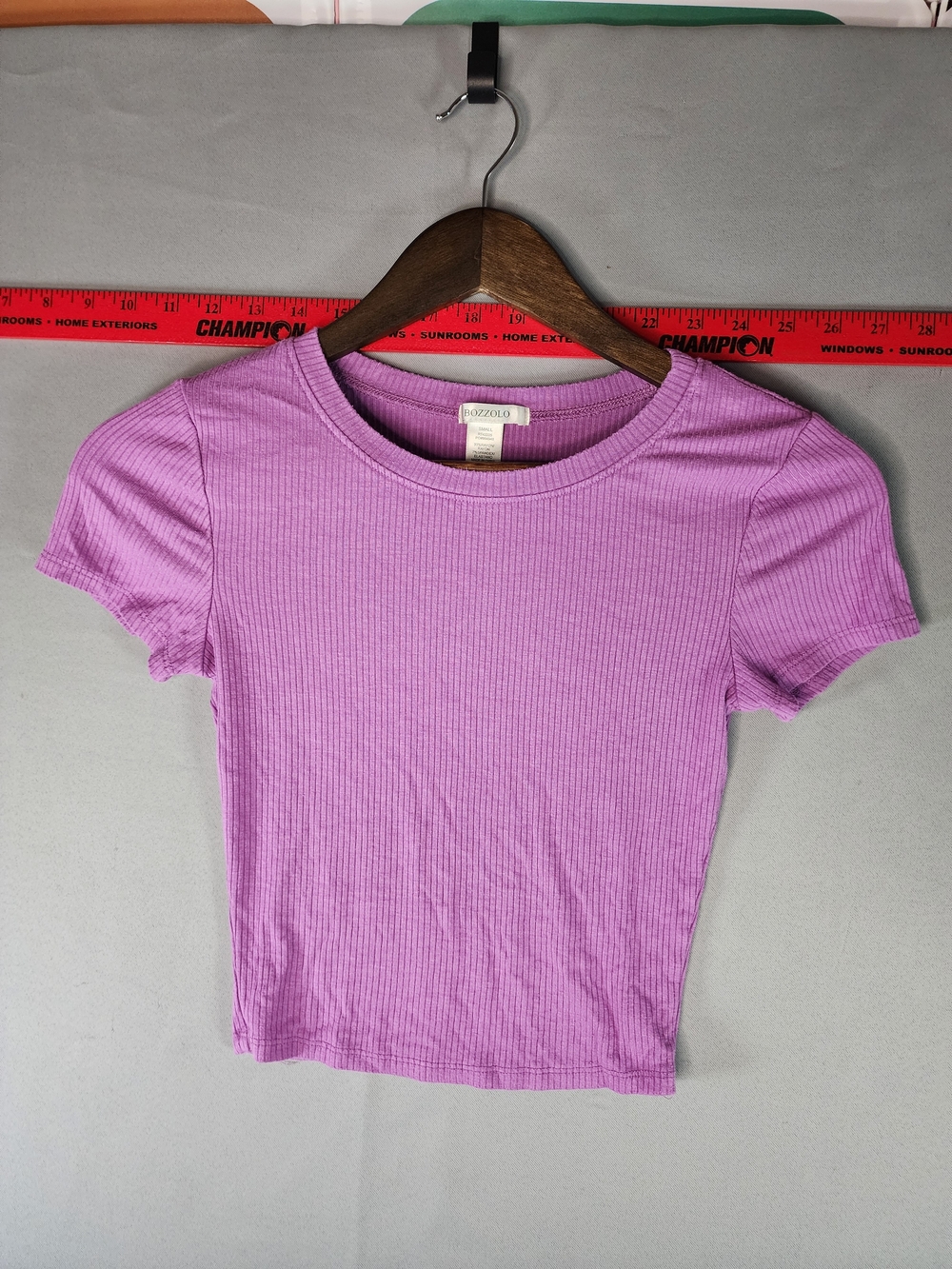 Bozzolo Lavender Ribbed Short Sleeve Crop Top